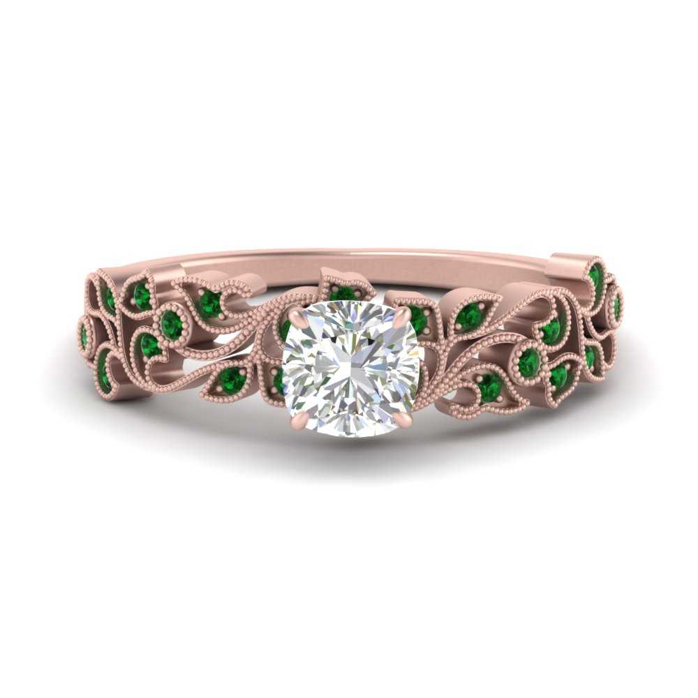 Filigree Wide Band Cushion Diamond Ring