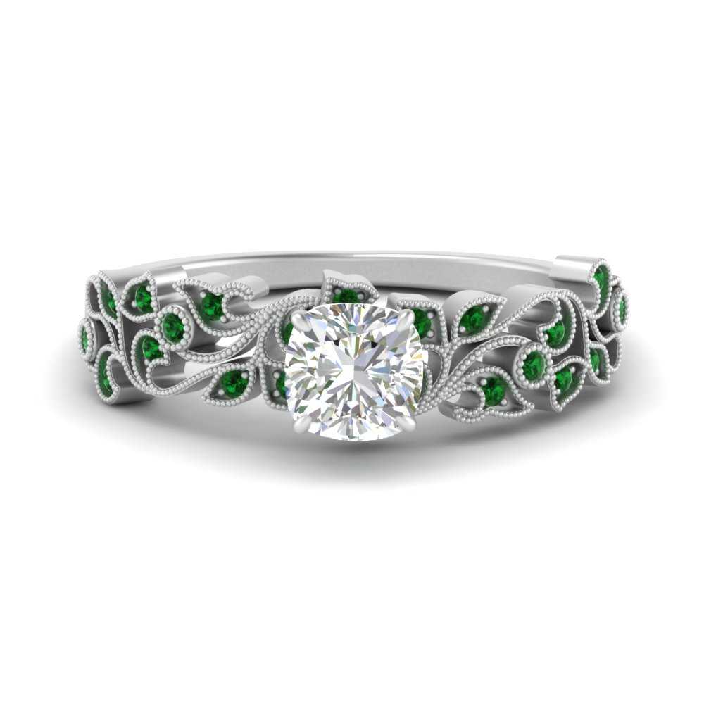 Filigree Wide Band Cushion Diamond Ring