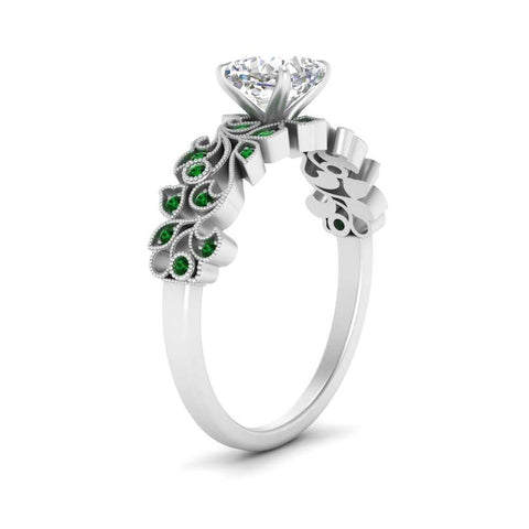 Cushion Cut Filigree Wide Band Engagement Ring