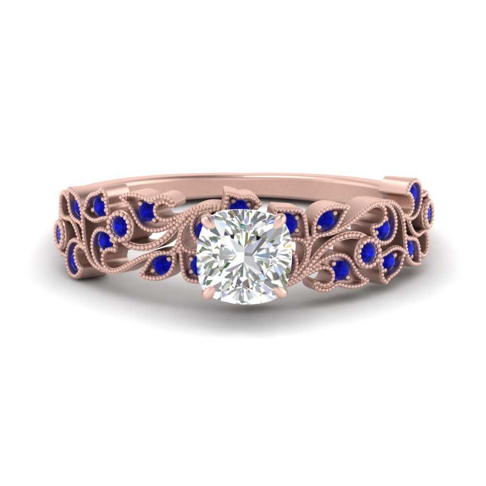 Filigree Wide Band Cushion Diamond Ring
