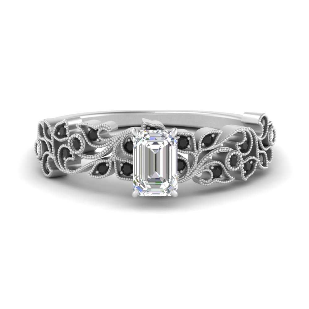 Filigree Wide Band Emerald Diamond Ring