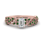 Load image into Gallery viewer, Filigree Wide Band Emerald Diamond Ring