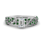 Load image into Gallery viewer, Filigree Wide Band Emerald Diamond Ring