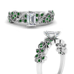 Load image into Gallery viewer, Filigree Wide Band Emerald Diamond Ring