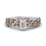 Load image into Gallery viewer, Emerald Cut Filigree Wide Band Engagement Ring