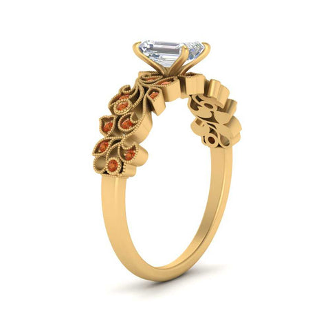 Filigree Wide Band Emerald Diamond Ring
