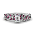 Load image into Gallery viewer, Emerald Cut Filigree Wide Band Engagement Ring