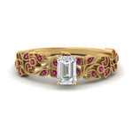 Load image into Gallery viewer, Emerald Cut Filigree Wide Band Engagement Ring