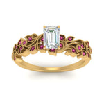 Load image into Gallery viewer, Emerald Cut Filigree Wide Band Engagement Ring