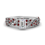 Load image into Gallery viewer, Emerald Cut Filigree Wide Band Engagement Ring