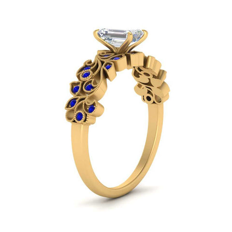 Filigree Wide Band Emerald Diamond Ring