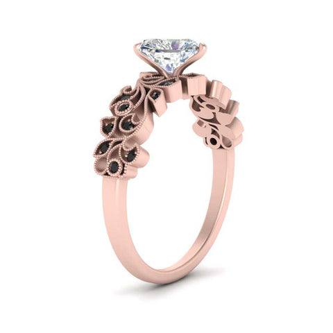 Heart Cut Filigree Wide Band Engagement Ring