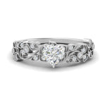 Load image into Gallery viewer, Filigree Wide Band Heart Diamond Ring
