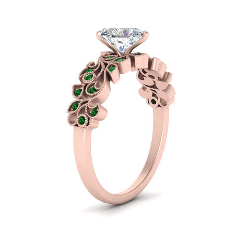 Heart Cut Filigree Wide Band Engagement Ring