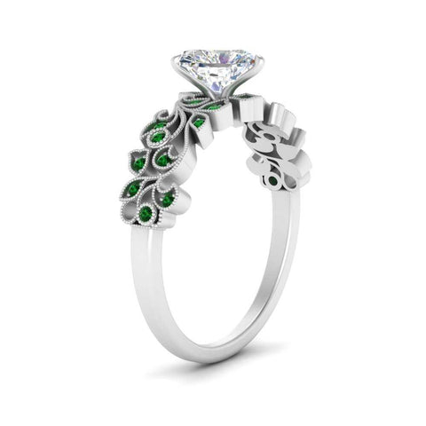 Heart Cut Filigree Wide Band Engagement Ring