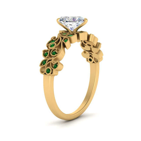 Heart Cut Filigree Wide Band Engagement Ring