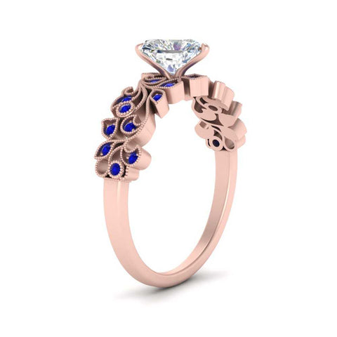 Heart Cut Filigree Wide Band Engagement Ring