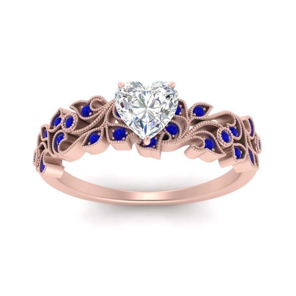 Filigree Wide Band Heart Diamond Ring