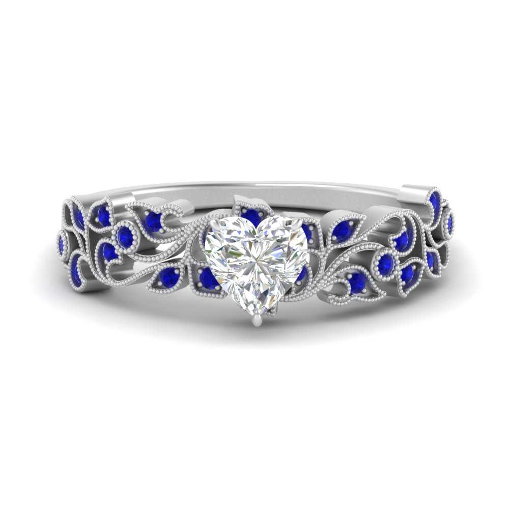 Filigree Wide Band Heart Diamond Ring
