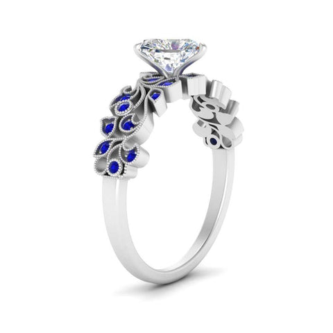 Heart Cut Filigree Wide Band Engagement Ring