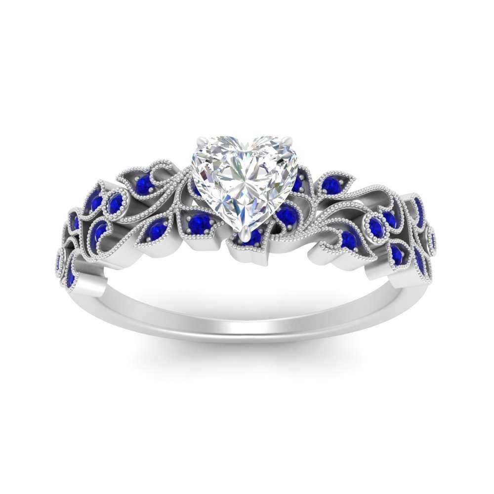 Filigree Wide Band Heart Diamond Ring
