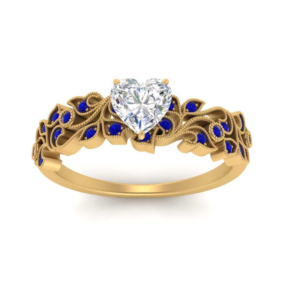 Filigree Wide Band Heart Diamond Ring