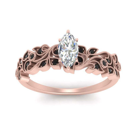 Filigree Wide Band Marquise Diamond Ring