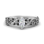 Load image into Gallery viewer, Marquise Cut Filigree Wide Band Engagement Ring
