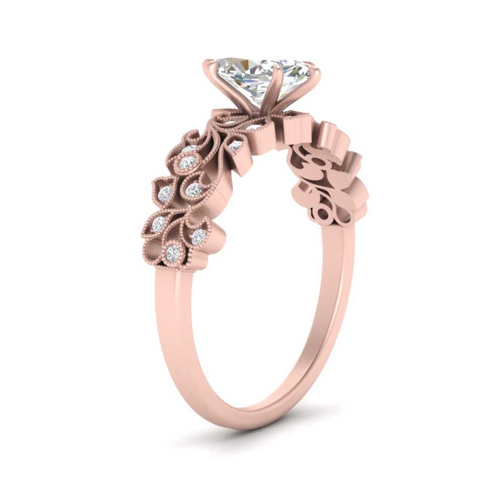 Marquise Cut Filigree Wide Band Engagement Ring