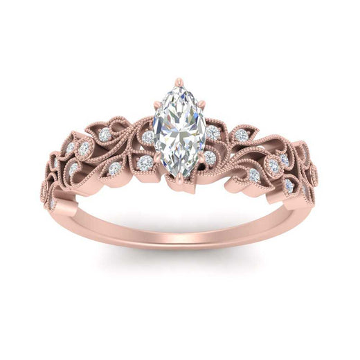 Filigree Wide Band Marquise Diamond Ring