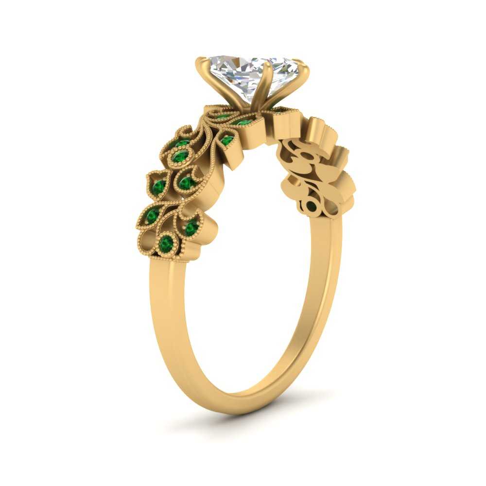 Marquise Cut Filigree Wide Band Engagement Ring