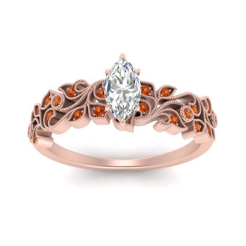 Filigree Wide Band Marquise Diamond Ring