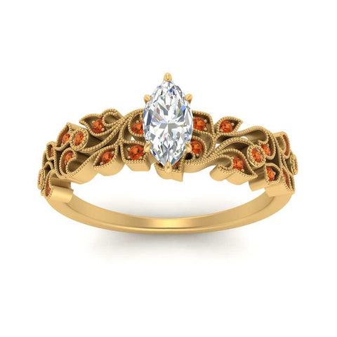 Filigree Wide Band Marquise Diamond Ring
