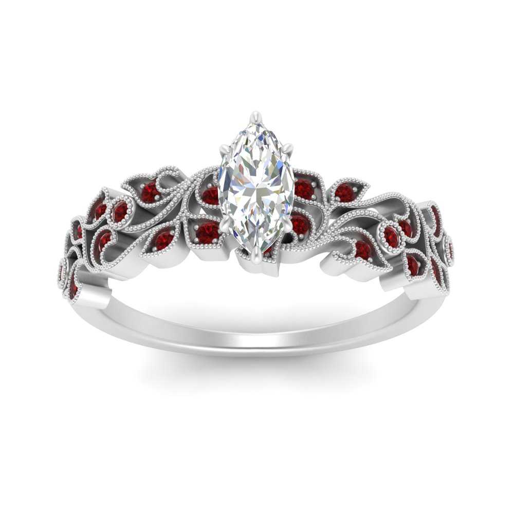 Filigree Wide Band Marquise Diamond Ring