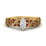 Load image into Gallery viewer, Marquise Cut Filigree Wide Band Engagement Ring
