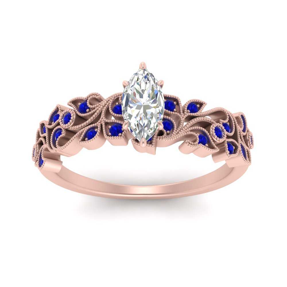 Filigree Wide Band Marquise Diamond Ring