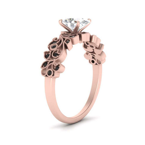 Oval Shaped Filigree Wide Band Engagement Ring
