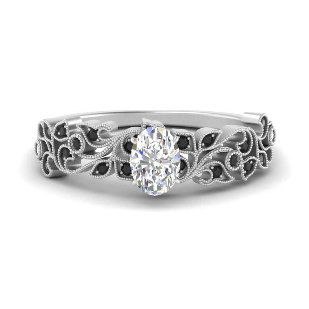 Filigree Wide Band Oval Diamond Ring