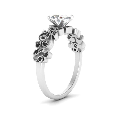 Oval Shaped Filigree Wide Band Engagement Ring