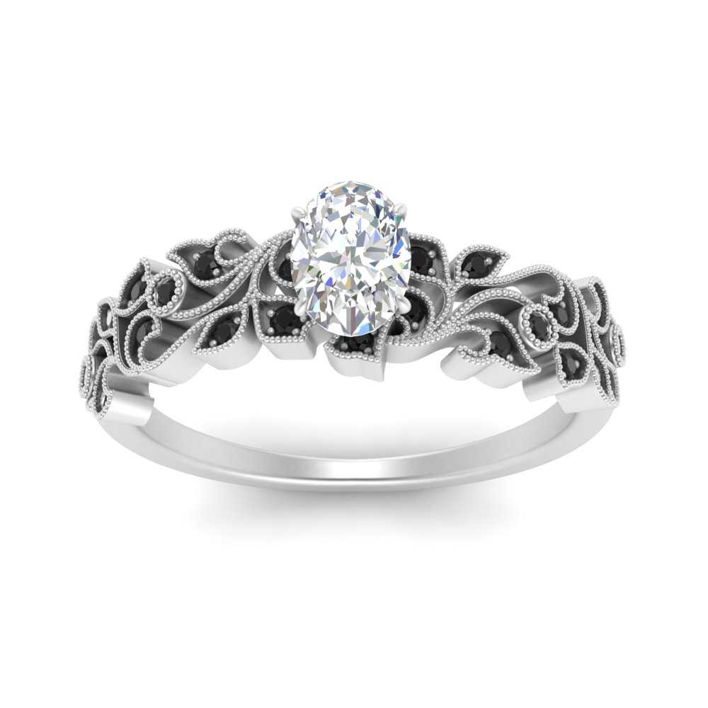 Filigree Wide Band Oval Diamond Ring
