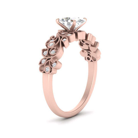 Oval Shaped Filigree Wide Band Engagement Ring