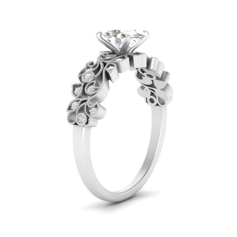 Oval Shaped Filigree Wide Band Engagement Ring