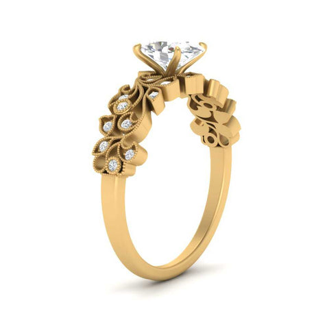 Oval Shaped Filigree Wide Band Engagement Ring