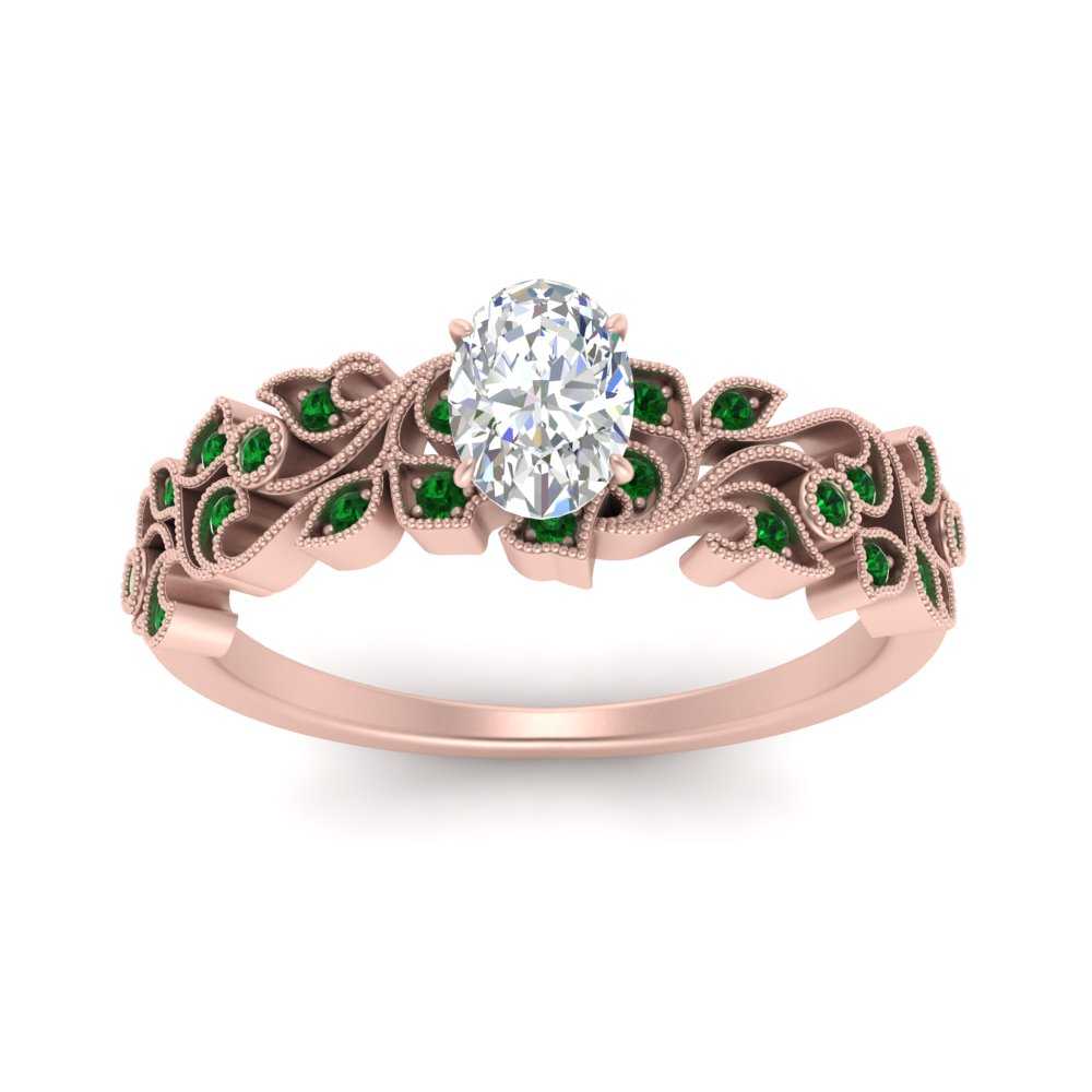 Filigree Wide Band Oval Diamond Ring