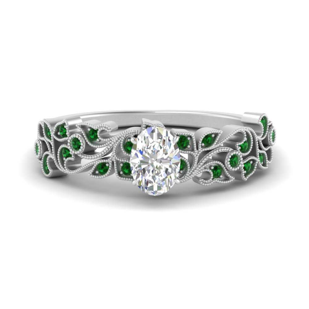 Filigree Wide Band Oval Diamond Ring