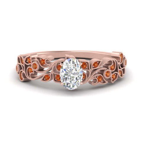 Oval Shaped Filigree Wide Band Engagement Ring