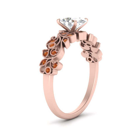 Oval Shaped Filigree Wide Band Engagement Ring