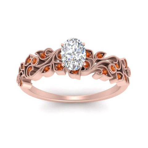 Oval Shaped Filigree Wide Band Engagement Ring