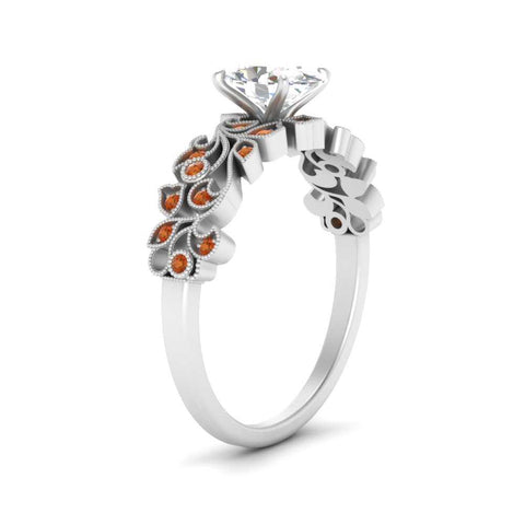 Oval Shaped Filigree Wide Band Engagement Ring