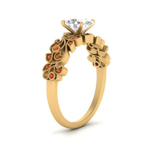 Oval Shaped Filigree Wide Band Engagement Ring